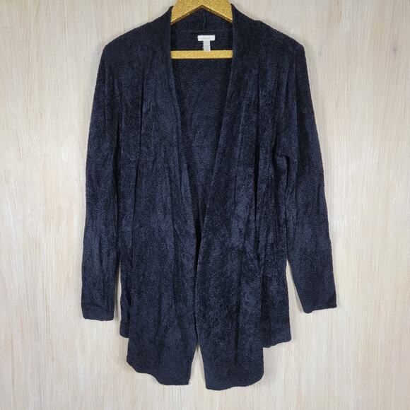 Soma Soft Fuzzy Black Cozy Open Front Sweater Cardigan Women's Small - Picture 1 of 8